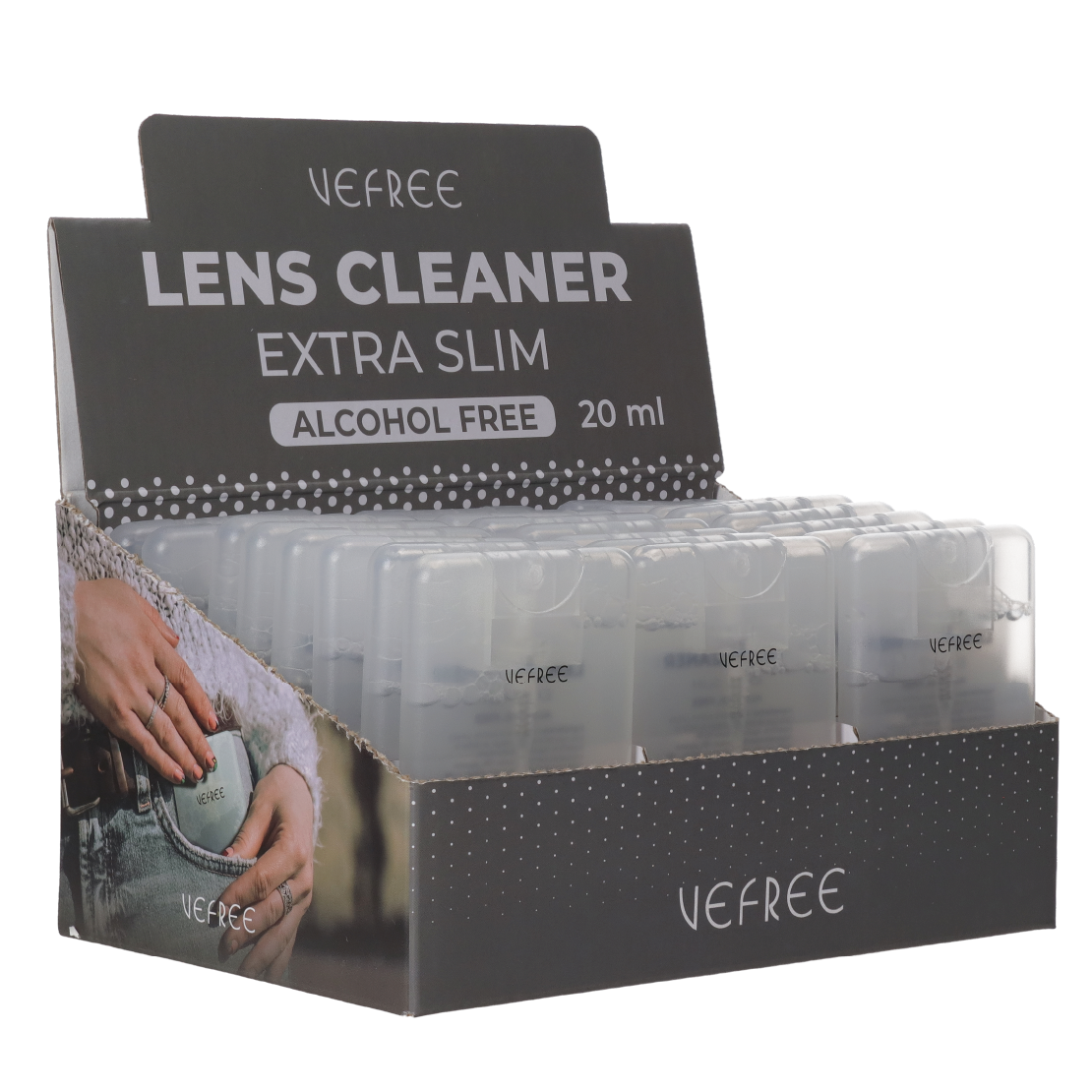 EXPOSITOR SPRAY LIMPIA GAFAS VEFREE TARJETA 20 ML 24 ud