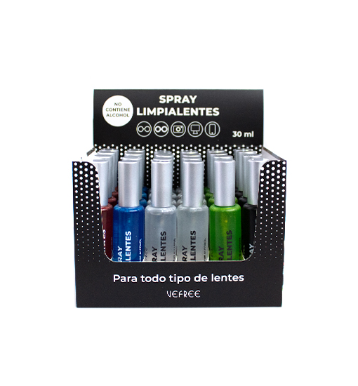 EXPOSITOR SPRAY LIMPIA GAFAS VEFREE 30ml 24uds