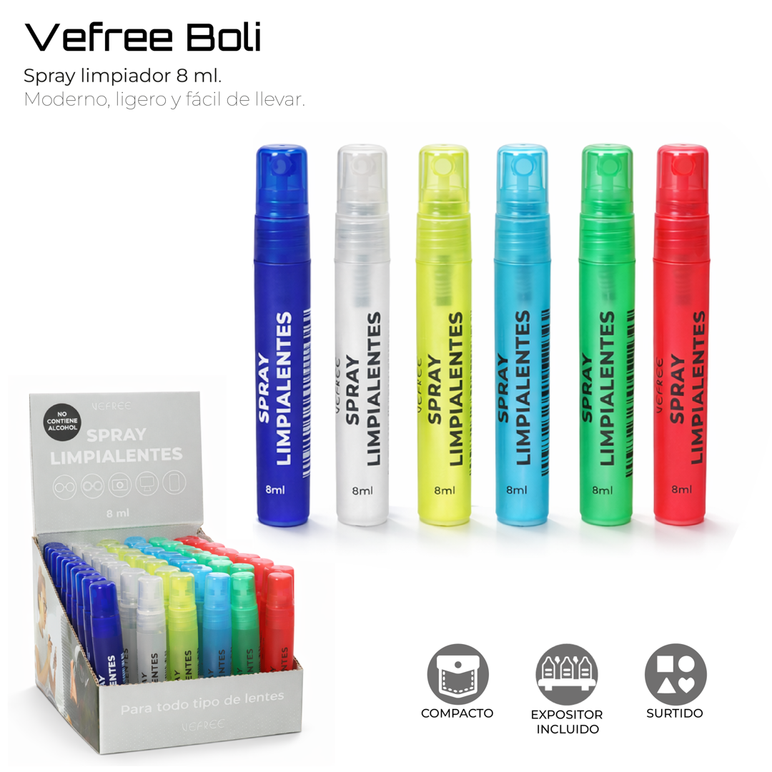 EXPOSITOR SPRAY LIMPIA GAFAS VEFREE 8ml 60uds