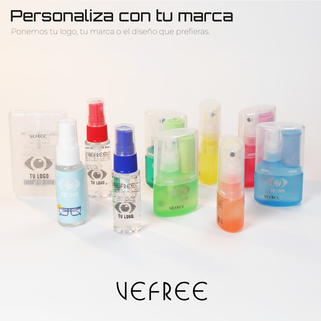 EXPOSITOR SPRAY LIMPIA GAFAS VEFREE 20ml ROJO 24uds