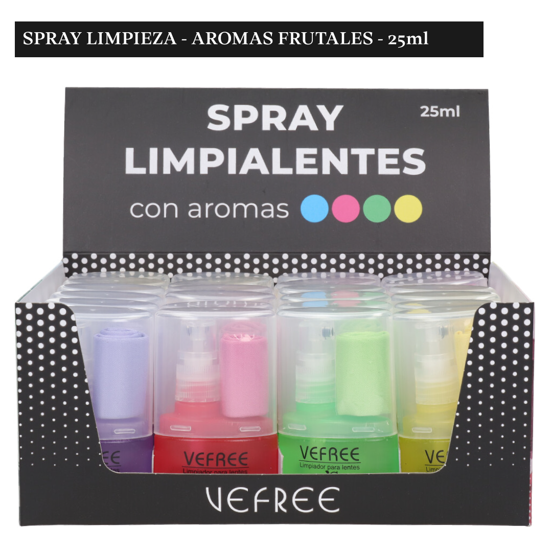 SPRAY LIMPIA GAFAS VEFREE AROMAS LOTE FRUTAL 25ml 24uds