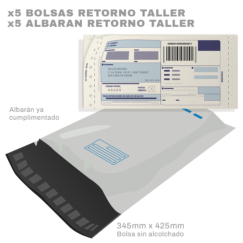 BOLSA CORREOS EXPRESS RETORNO TALLER 5uds